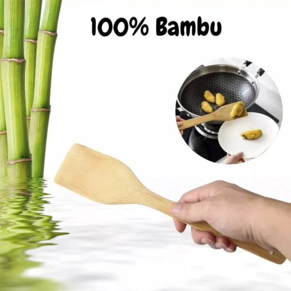 Conjunto de Utensílios de Cozinha em Bambu