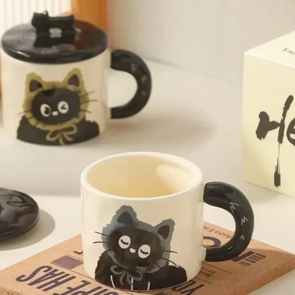 Xícara Decorada de Gatinho em Cerâmica