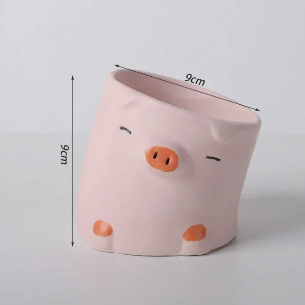 Vaso em Cerâmica de Patinho e Porquinho