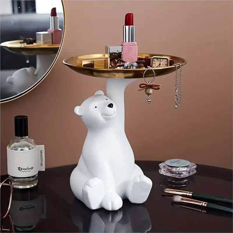 Estátua de Urso com Bandeja Decorativa Estátua de Urso