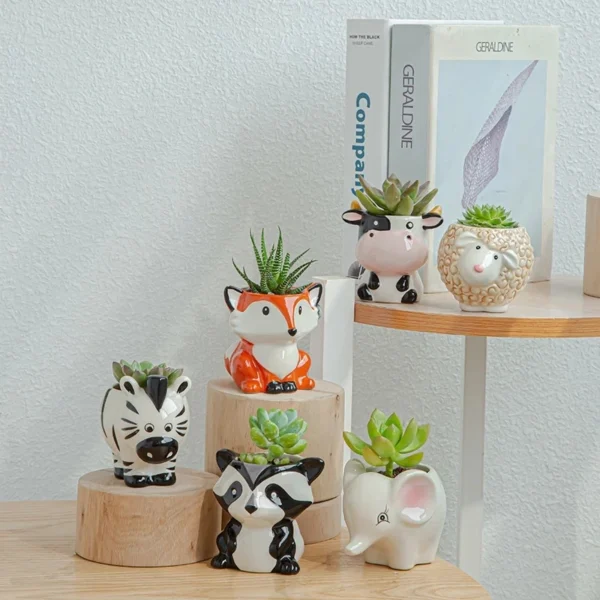Vaso de Flores de Animais em Cerâmica