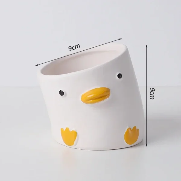 Vaso em Cerâmica de Patinho e Porquinho