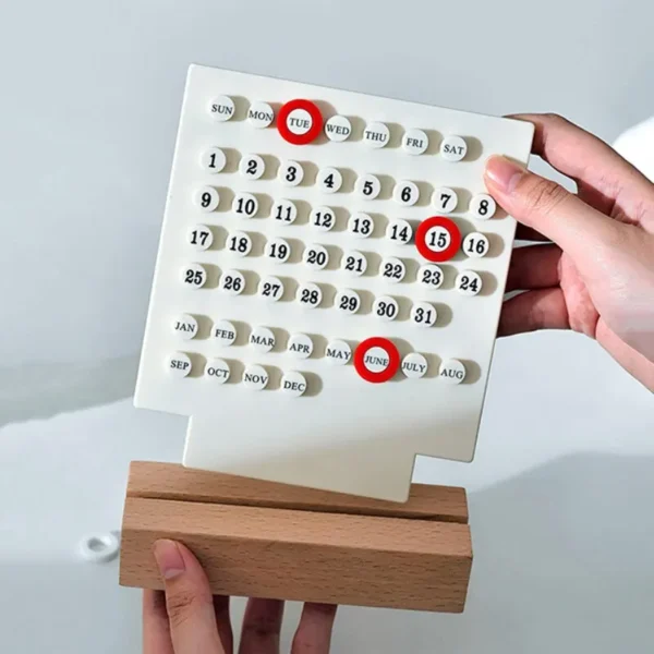 Calendário Perpétuo de Mesa em Madeira