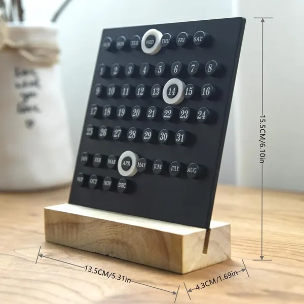 Calendário Perpétuo de Mesa em Madeira