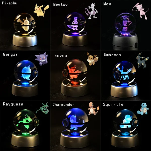 Coleção Pokémon em 3D de Bolas Iluminadas