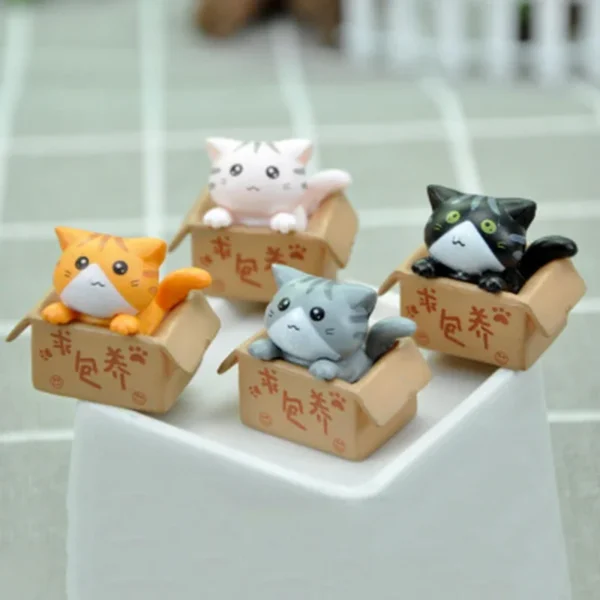Miniaturas de Gatinhos Escondidos na Caixa