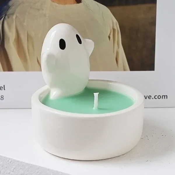Porta Mini Vela Fantasminha em Cerâmica