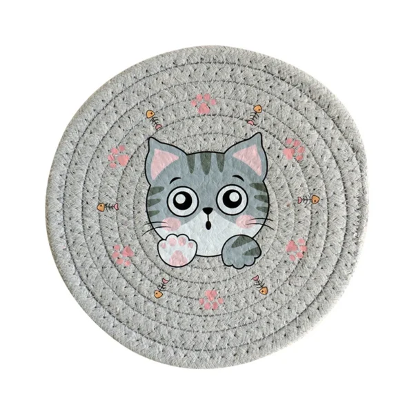 Porta Copos de Gatinho em Algodão Trançado