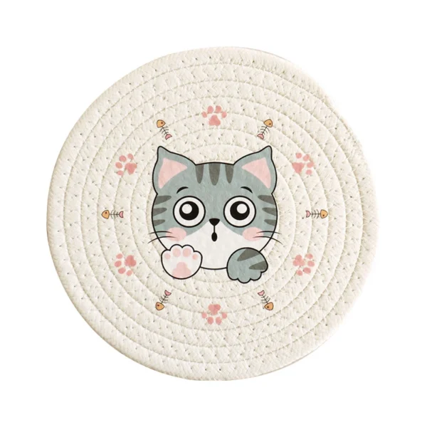 Porta Copos de Gatinho em Algodão Trançado