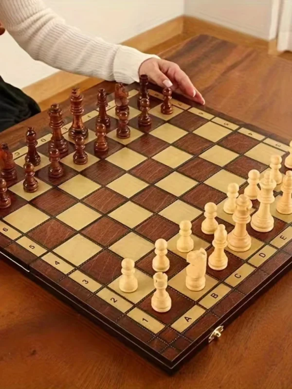 Tabuleiro de Xadrez Dobrável em Madeira