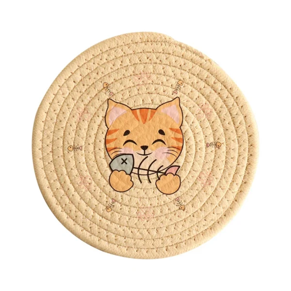 Porta Copos de Gatinho em Algodão Trançado
